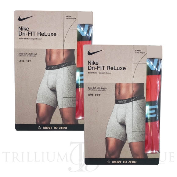 NIKE Boxer Briefs Men Red Dri-FIT ReLuxe Underwear 4 Pairs Bundle NWT - Picture 1 of 4